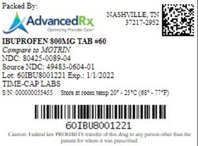 Ibuprofen 800mg Tab Qty 60 Ndc 80425 0089